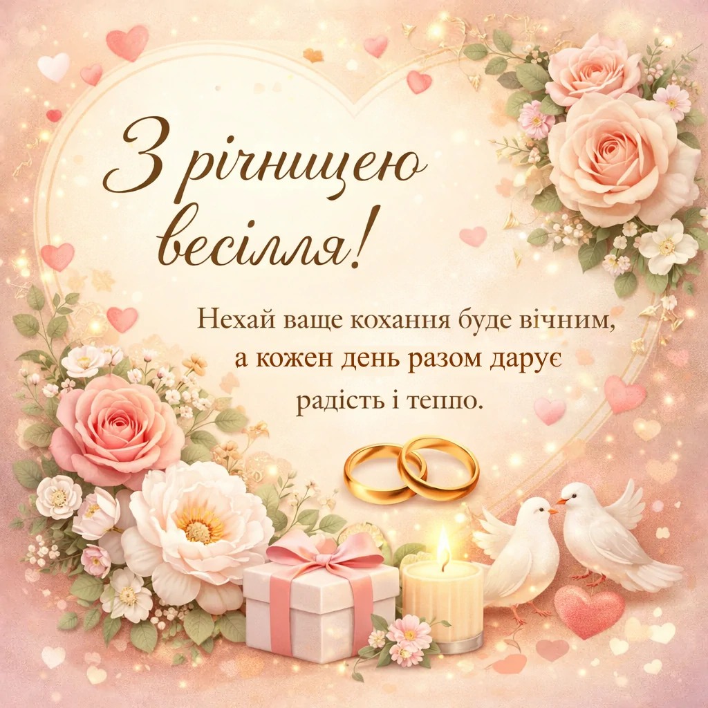 листівка з річницею весілля привітання українською мовою
