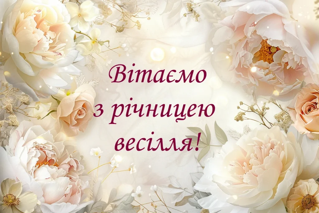 ніжна мінімалістична картинка з річницею весілля з квітами