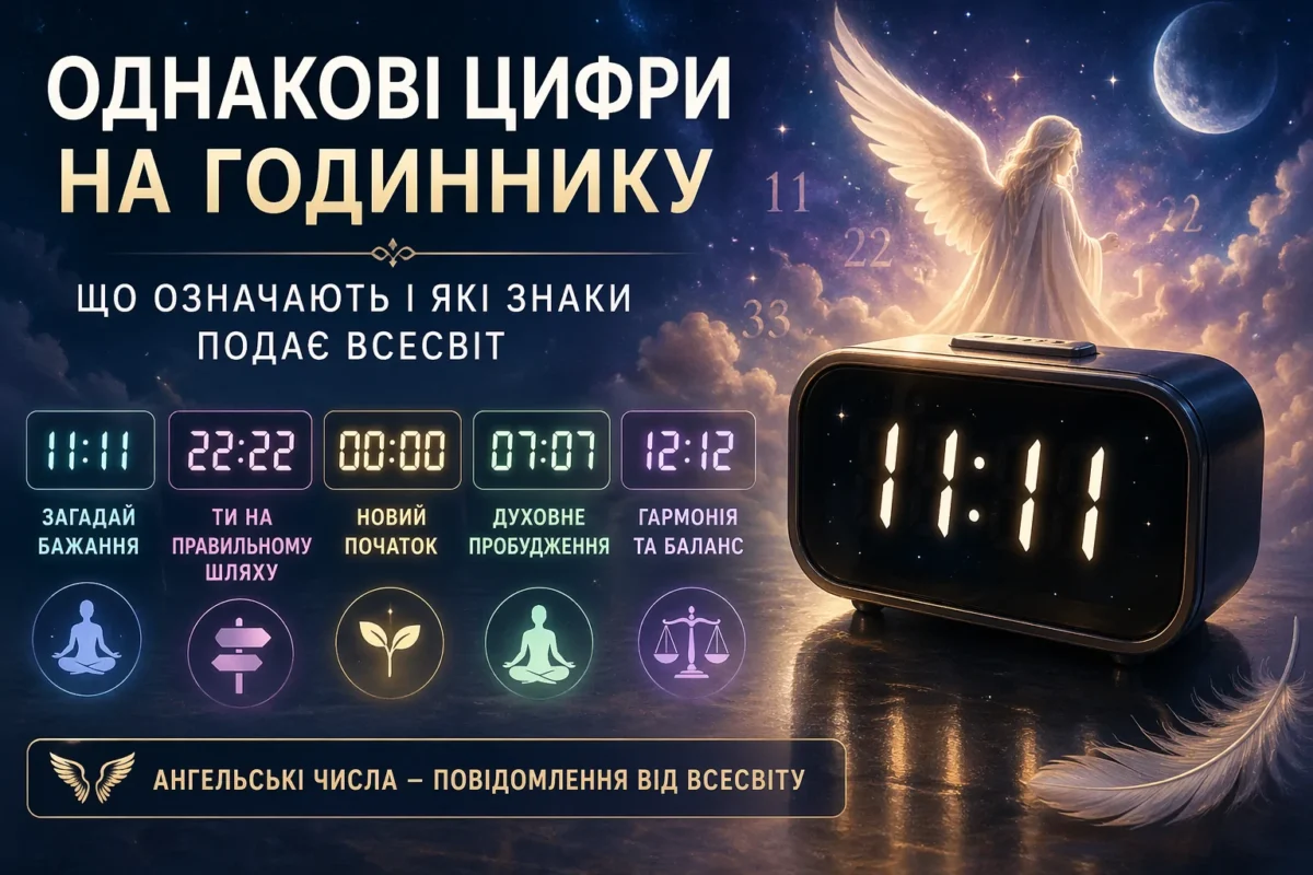 картинка однакові цифри на годиннику 11:11