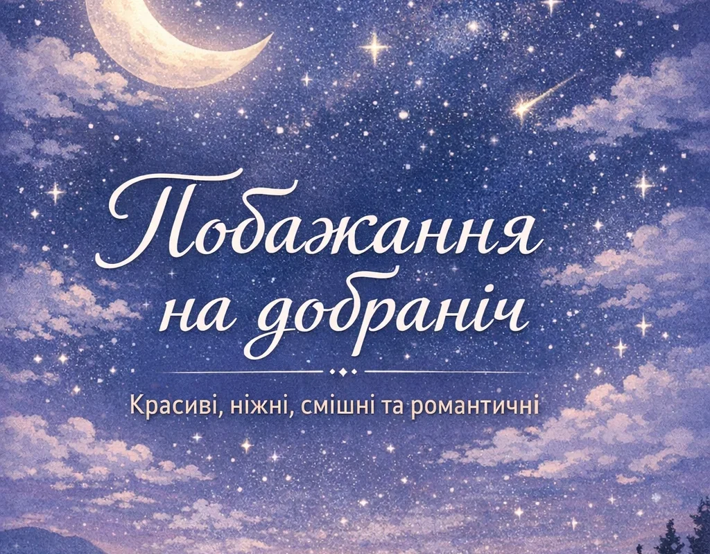 побажання на добраніч українською з нічним небом