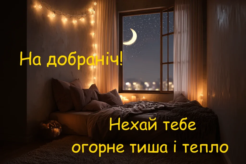 картинка нічна атмосфера затишку побажання на добраніч