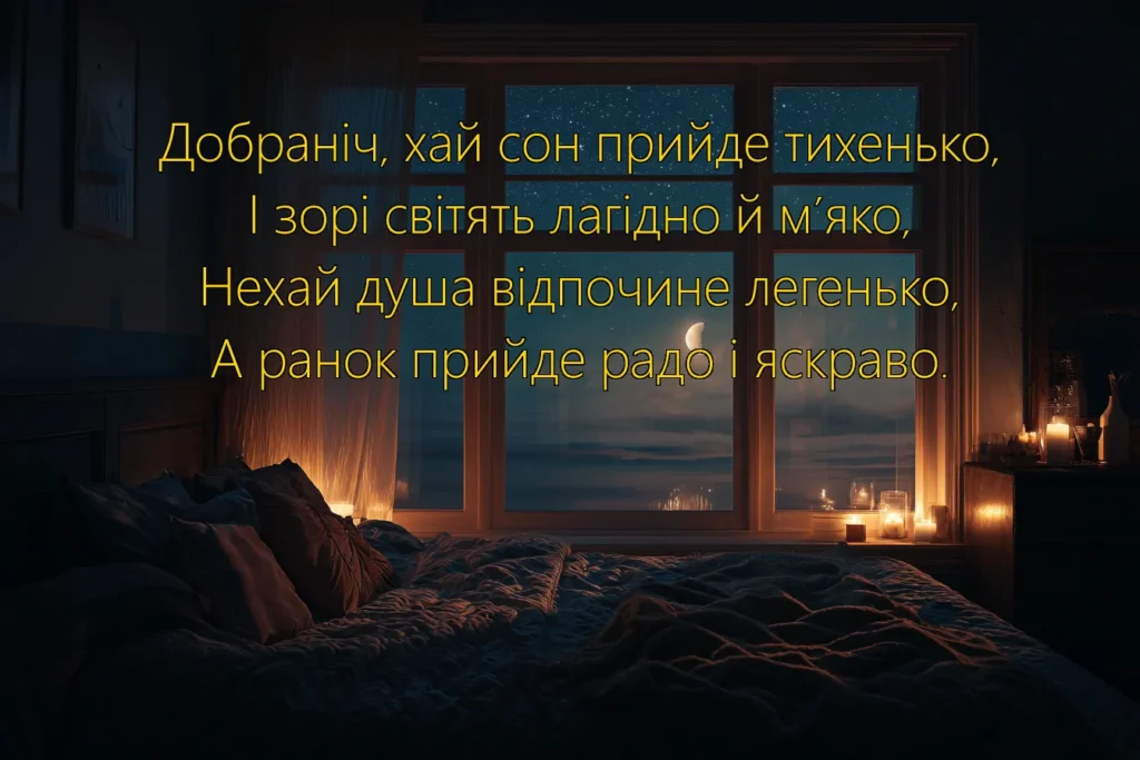 картинка побажання добраніч вірш