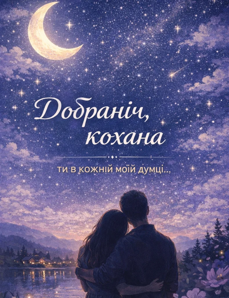 ніжне побажання на добраніч коханій картинка з парою