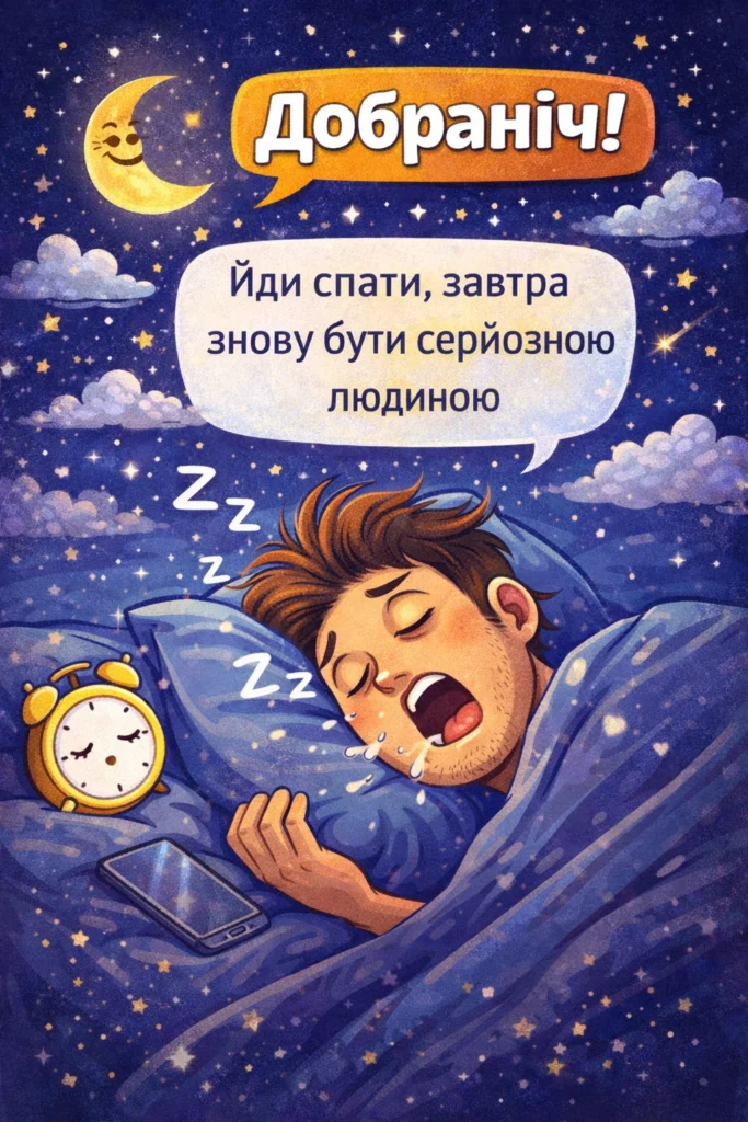 картинка смішне побажання на добраніч з гумором