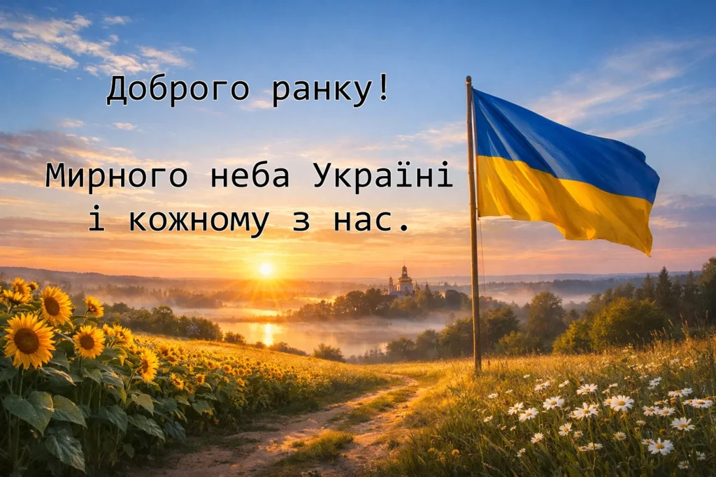 листівка доброго ранку мирного неба україна пейзаж прапор небо поле світанок