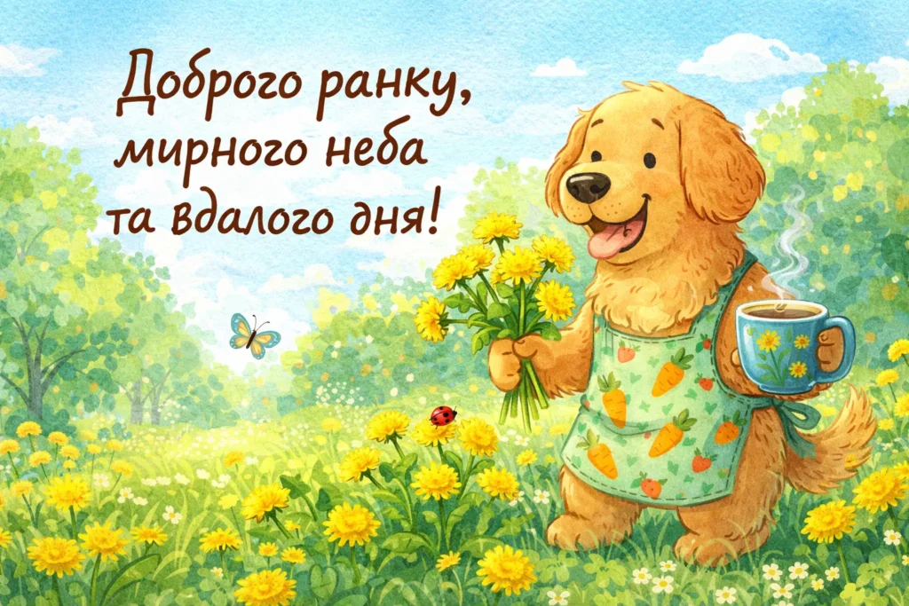 смішна картинка доброго ранку мирного неба веселий настрій ранок собака з кавою
