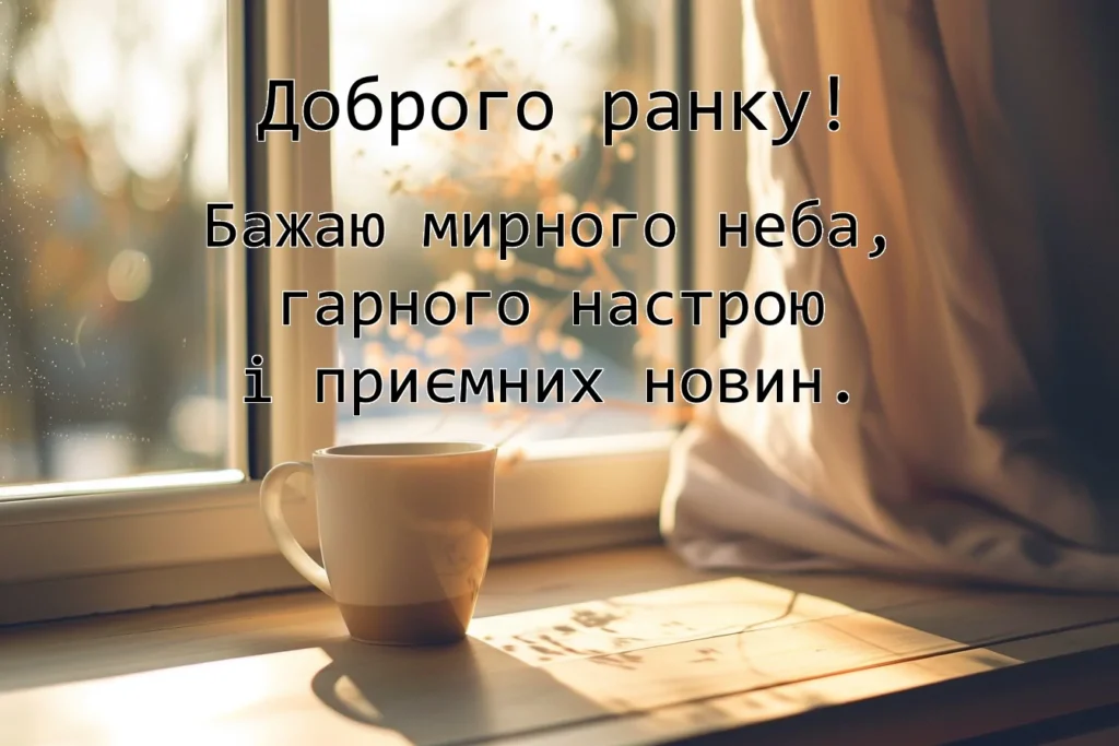 картинка доброго ранку мирного неба ранок атмосфера спокою ранкова кава на підвіконні
