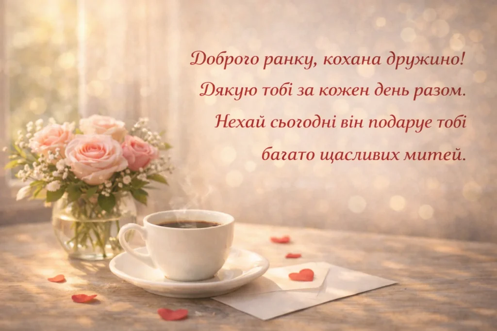ранкове привітання для коханої дружини