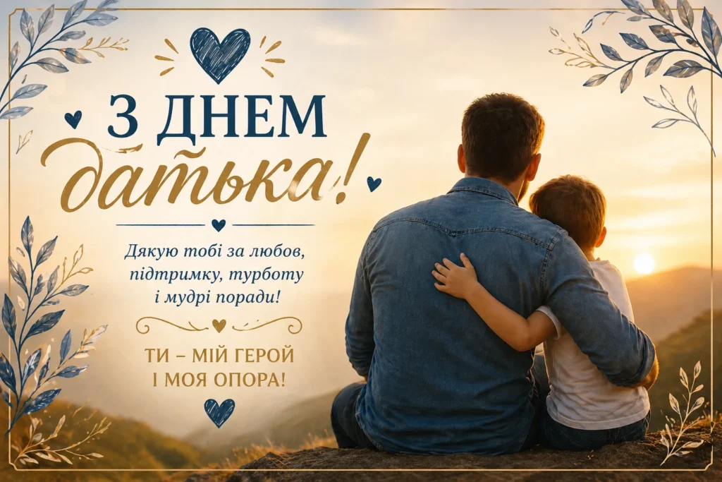 листівка з привітанням для тата на День батька