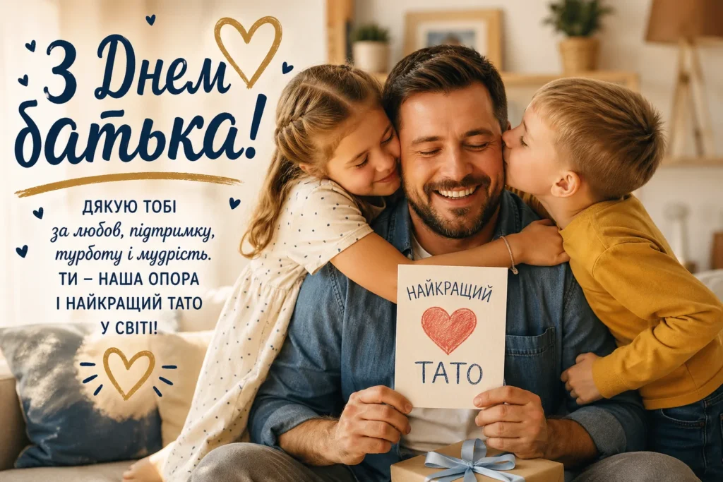 тепле привітання для найкращого тата у вигляді листівки