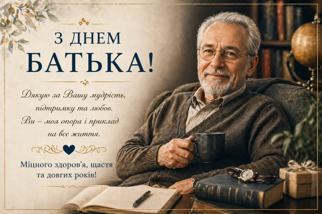 щирі слова для батька на святковій картинці