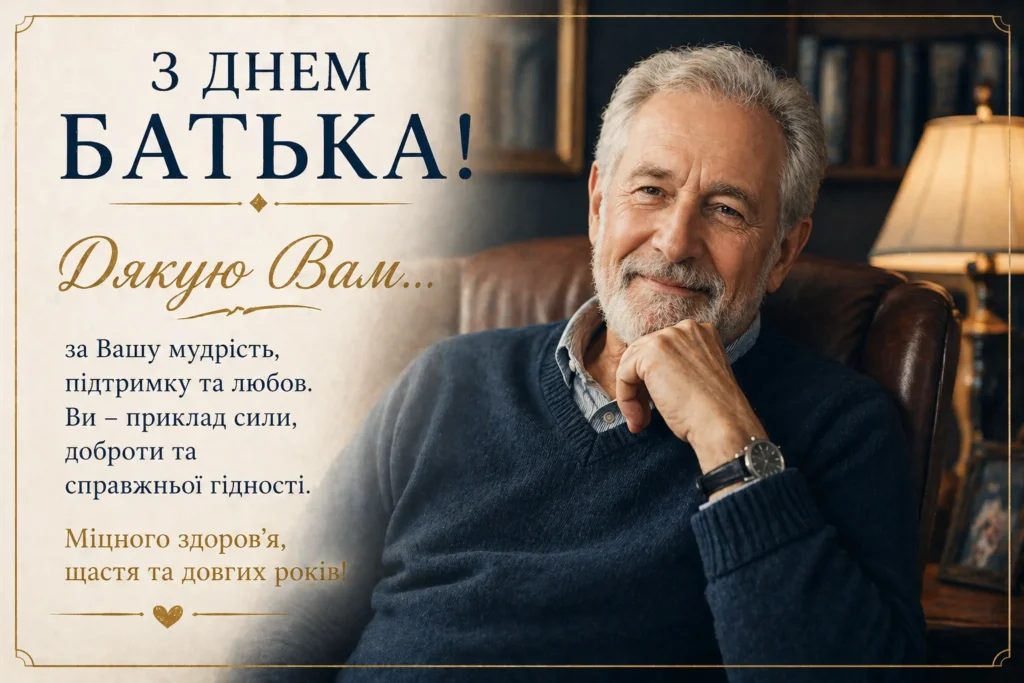листівка привітання на день батька від дорослих дітей