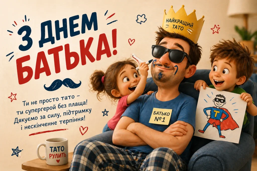 прикольні привітання з днем батька листівка