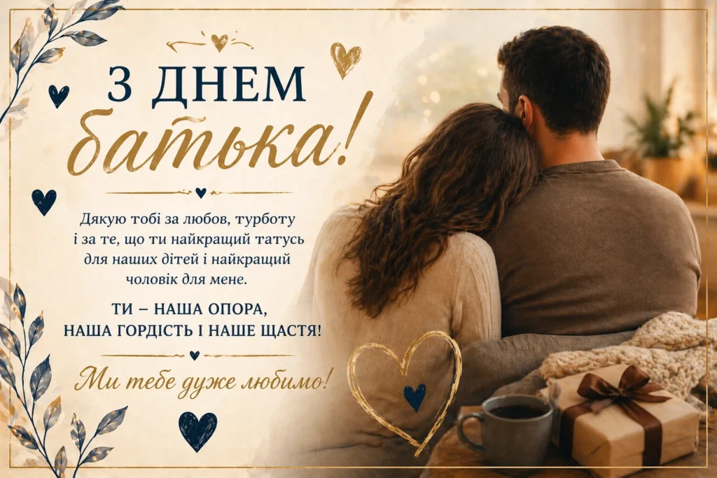 сімейна листівка до Дня батька привітання від дружини