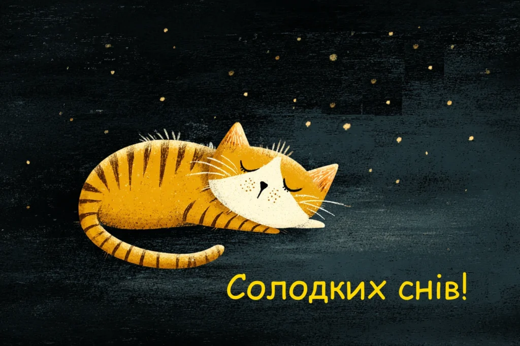солодких снів мила картинка на добраніч з котом