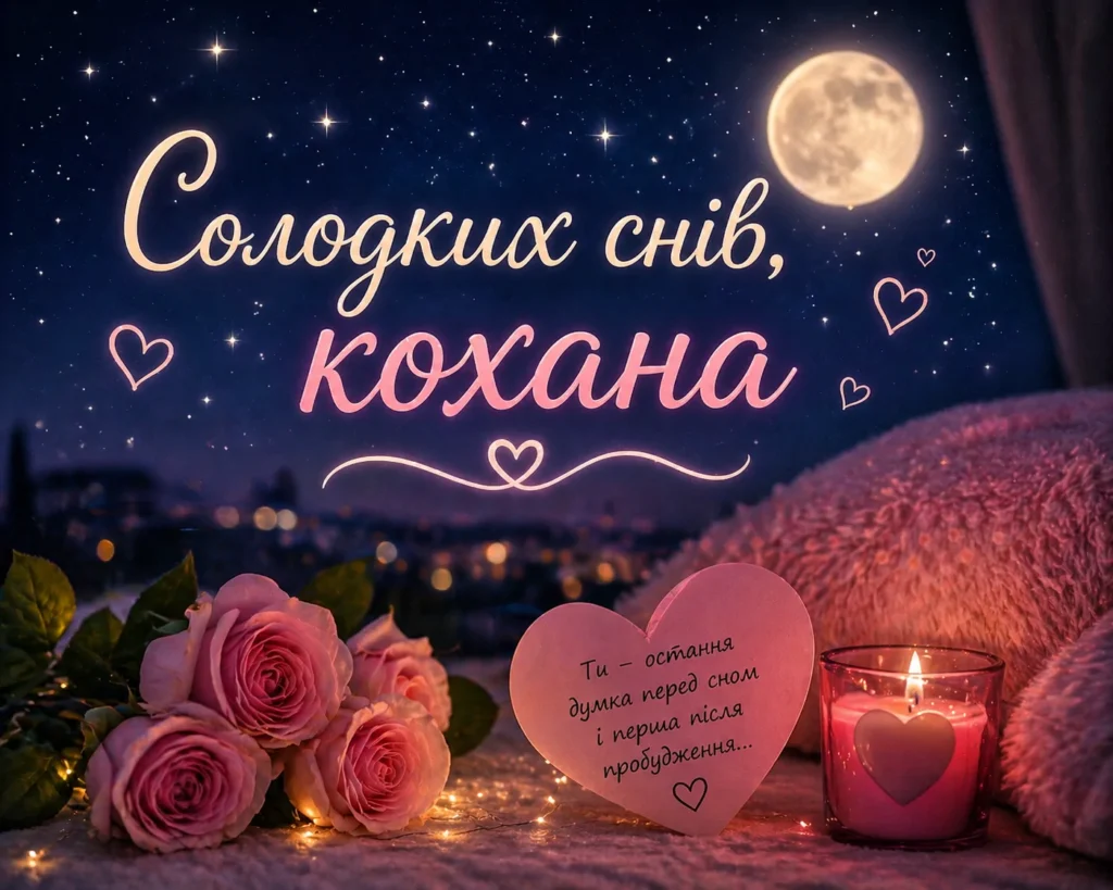 солодких снів кохана ніжна картинка на добраніч