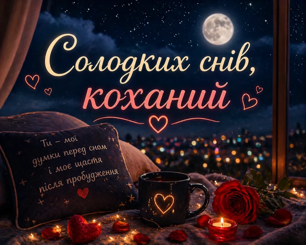 картинка солодких снів коханий романтичне побажання на ніч
