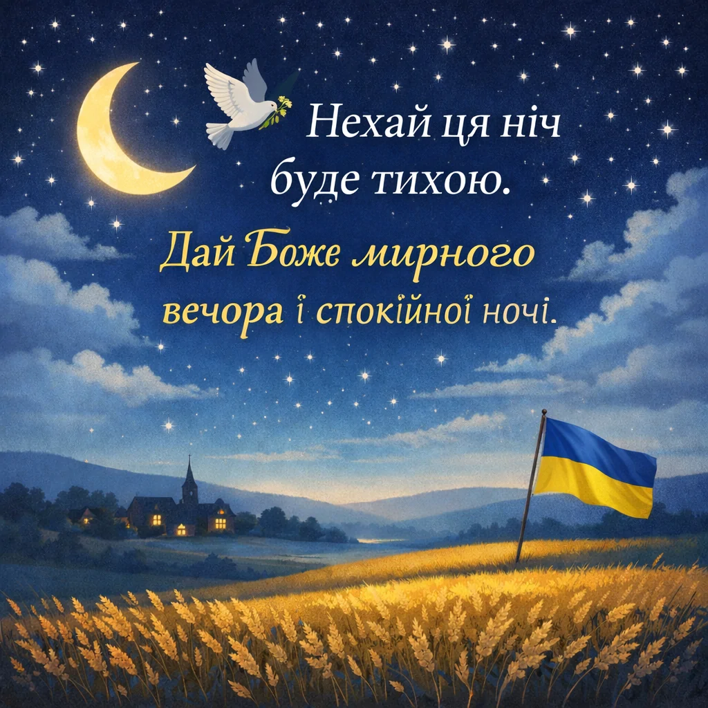 дай боже мирного вечора спокійної ночі картинка