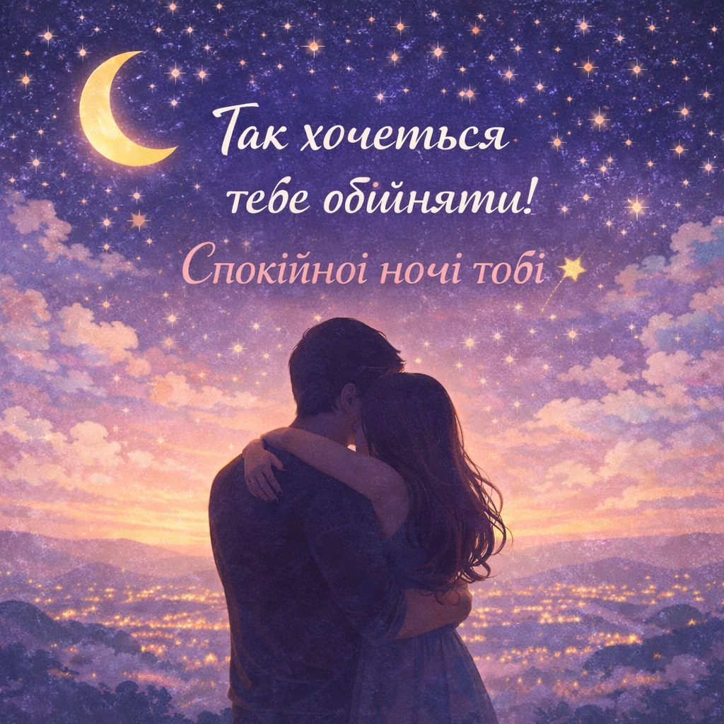 спокійної ночі хочеться обійняти романтична листівка