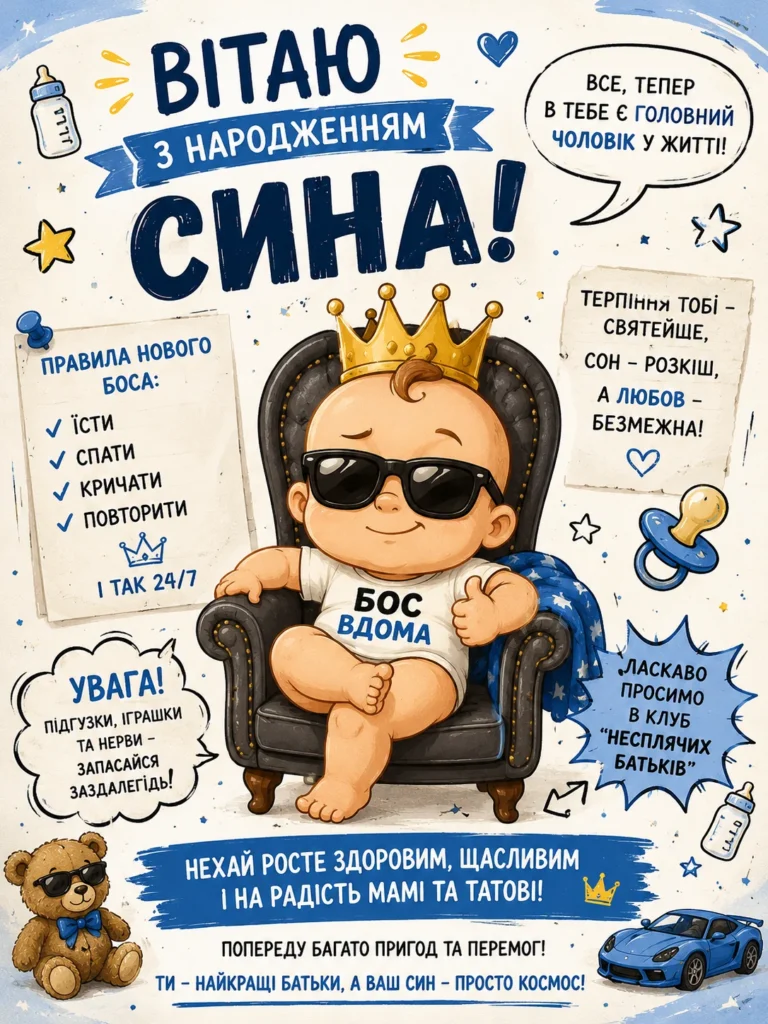 Смішна картинка з народженням маленького сина