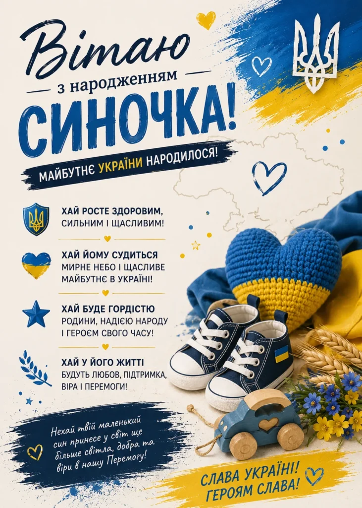 Листівка з народженням маленького українця