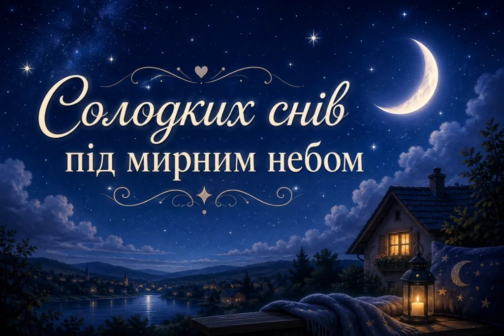 картинка із зоряним небом "солодких снів під мирним небом"