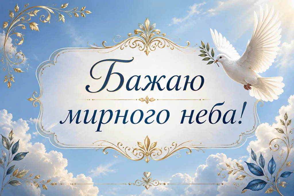картинка з голубом "бажаю мирного неба"