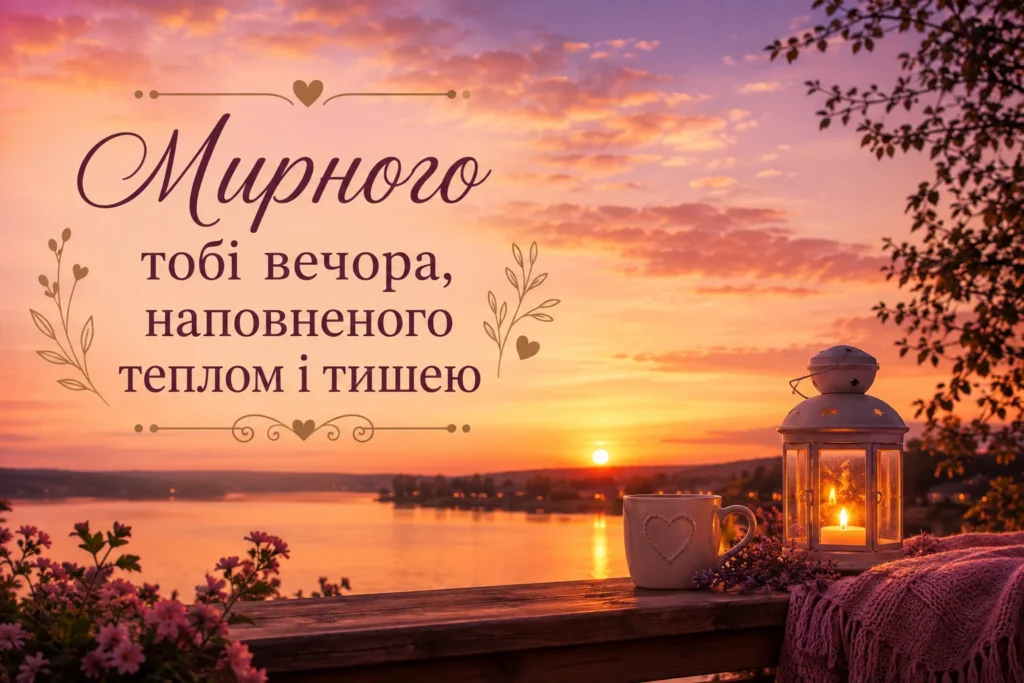 картинка мирного вечора із заходом сонця